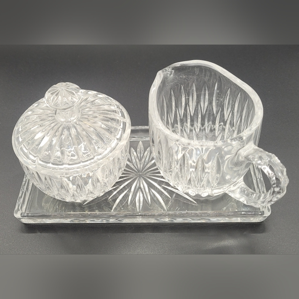 Crystal Royal Highlights Creamer, Sugar with Lid & Tray Set by PRINCESS HOUSE - Picture 2 of 4